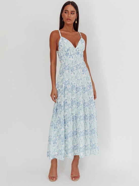 Selfie Leslie Dresses & Skirts - South Pacific Strappy Back Maxi Dress Floral Blue
